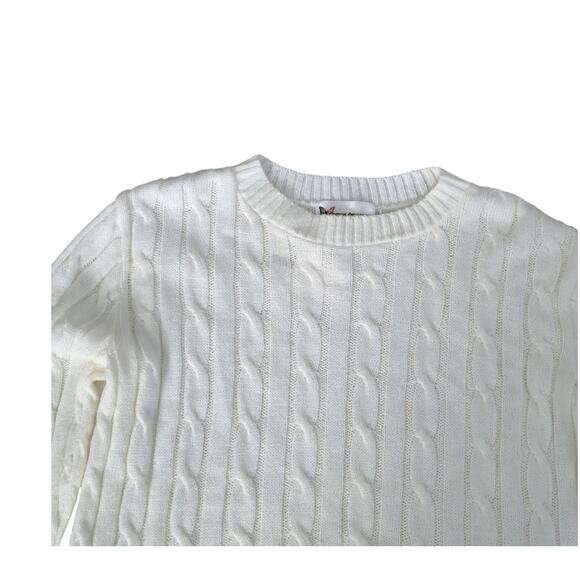 NWT Cotton Emporium Girls Ivory Cable Knit Long Sleeve Sweater Medium - Picture 4 of 7